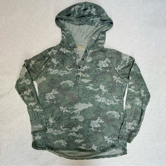 Carhartt Camo Hoodie Women’s Coleharbor Printed Longsleeve T-shirt Tee 4 6 S - Picture 2 of 5